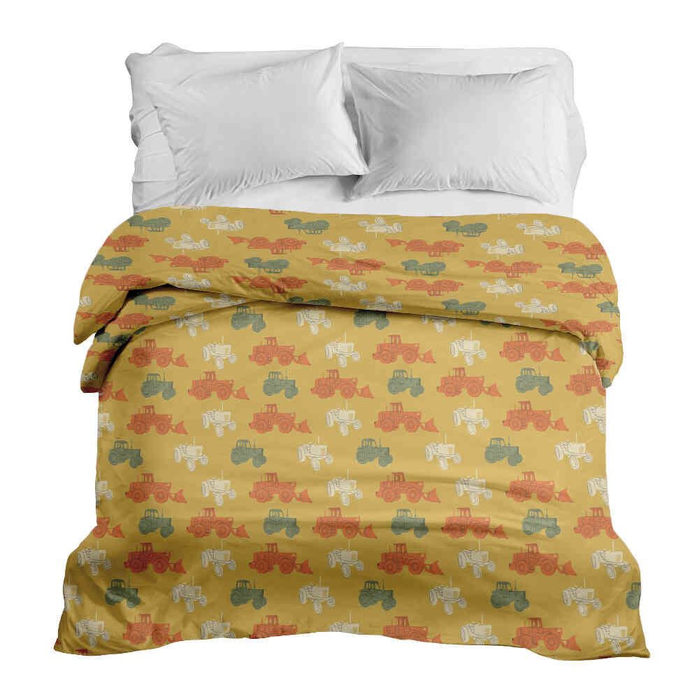 Original therapy blanket - cotton cover orange with tractors