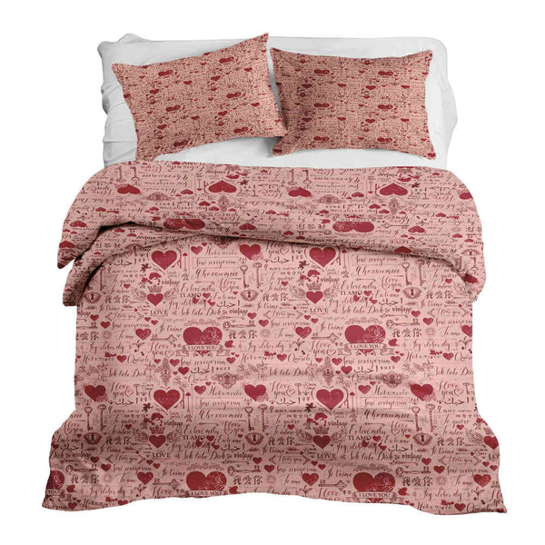Therapy blankets bedding set pink I love you