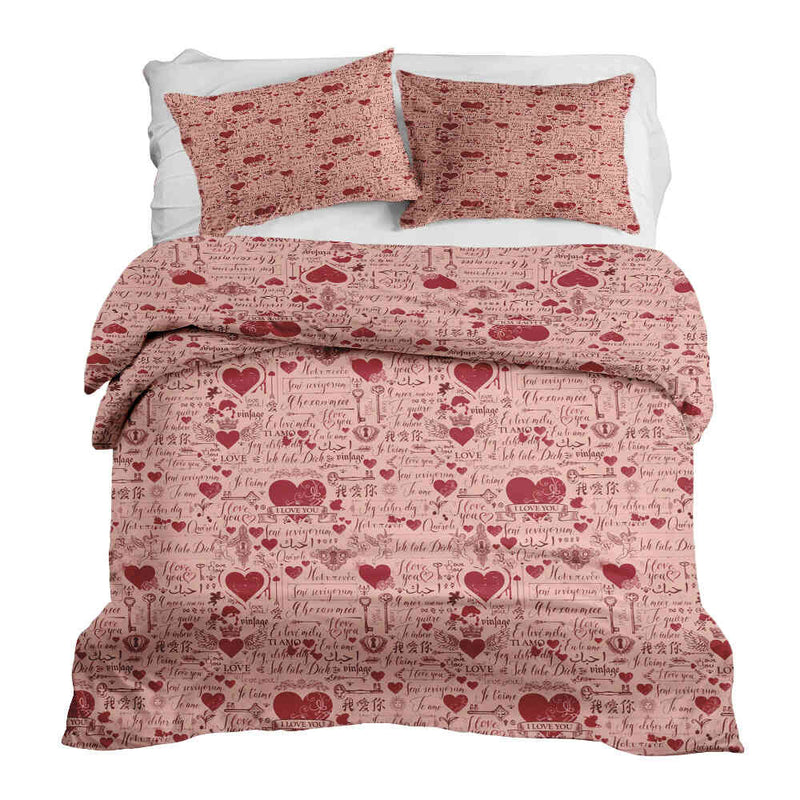 Therapy blankets bedding set pink I love you