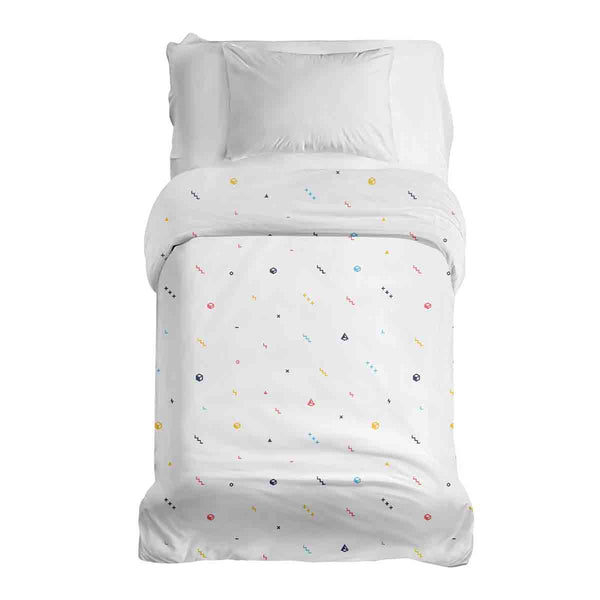 Original therapy blanket - cotton cover white with colorful shapes