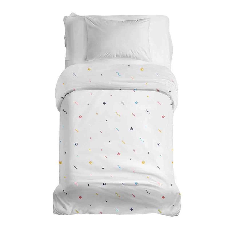 Original therapy blanket - cotton cover white with colorful shapes