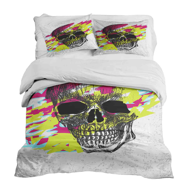 Therapy blanket bedding set, colorful skull.