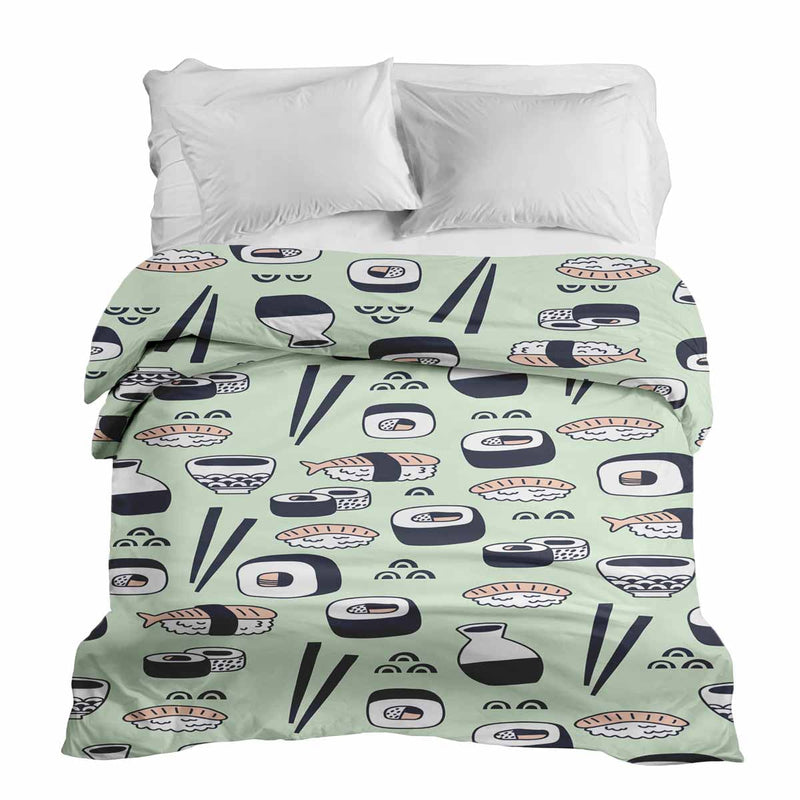 Original therapy blanket - light green cotton cover with sushi