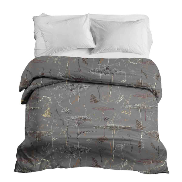 Original therapy blanket - cotton cover gray with golden plants