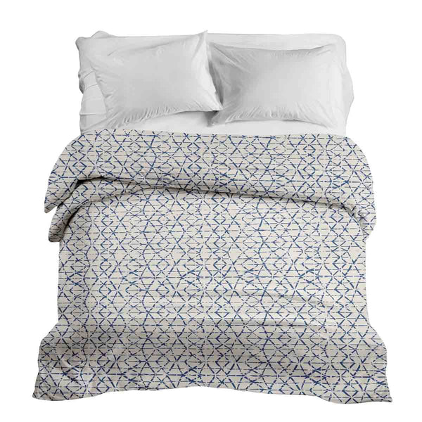 Original therapy blanket - cotton cover white with delicate blue shapes