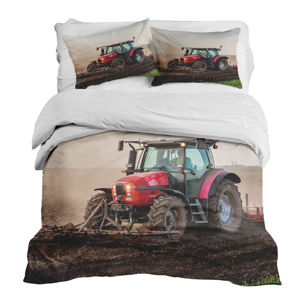 Therapy blanket and bedding set with a large tractor.