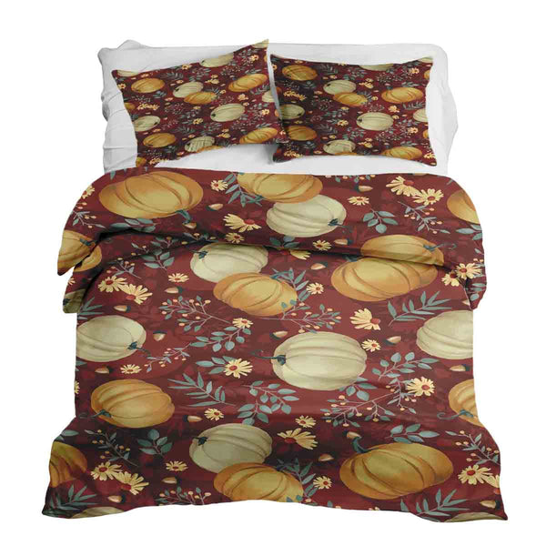Therapy blanket bedding set, red with pumpkins.