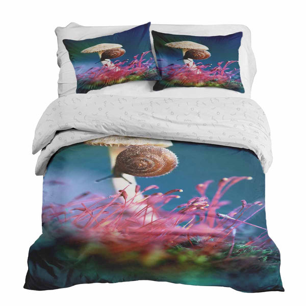 Therapy blanket and bedding set with mushroom and snail.