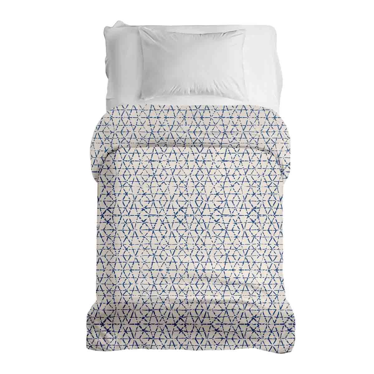 Couverture thérapeutique originale - Housse en coton blanc avec délicates formes bleues