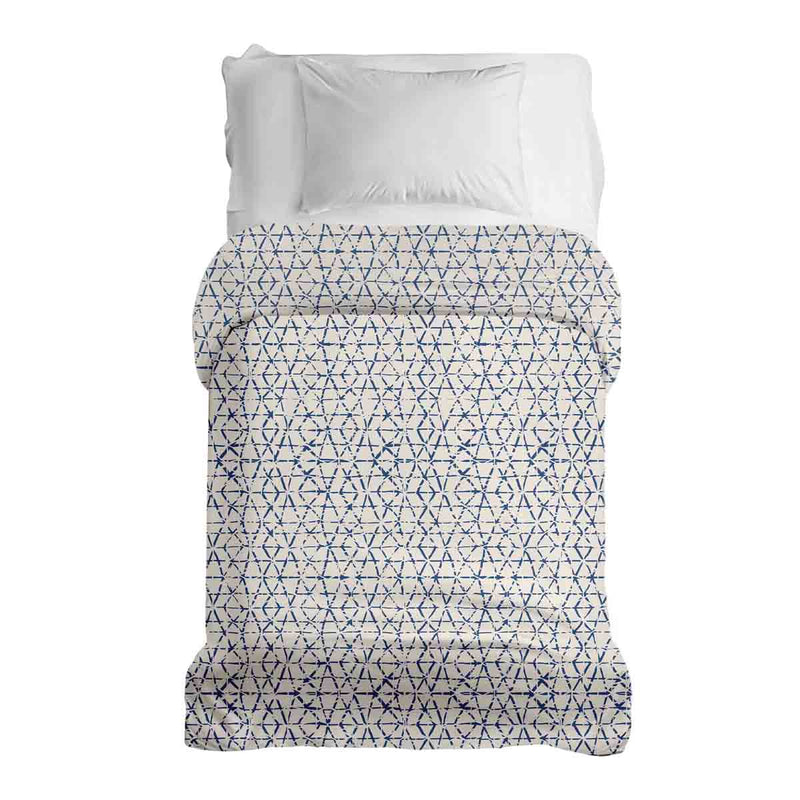Original therapy blanket - cotton cover white with delicate blue shapes