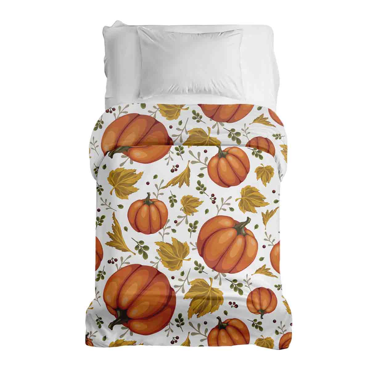 Original therapy blanket - cotton cover white with large pumpkins