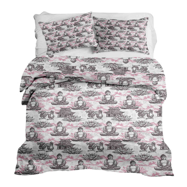Therapy blanket and bedding set with pink Buddha