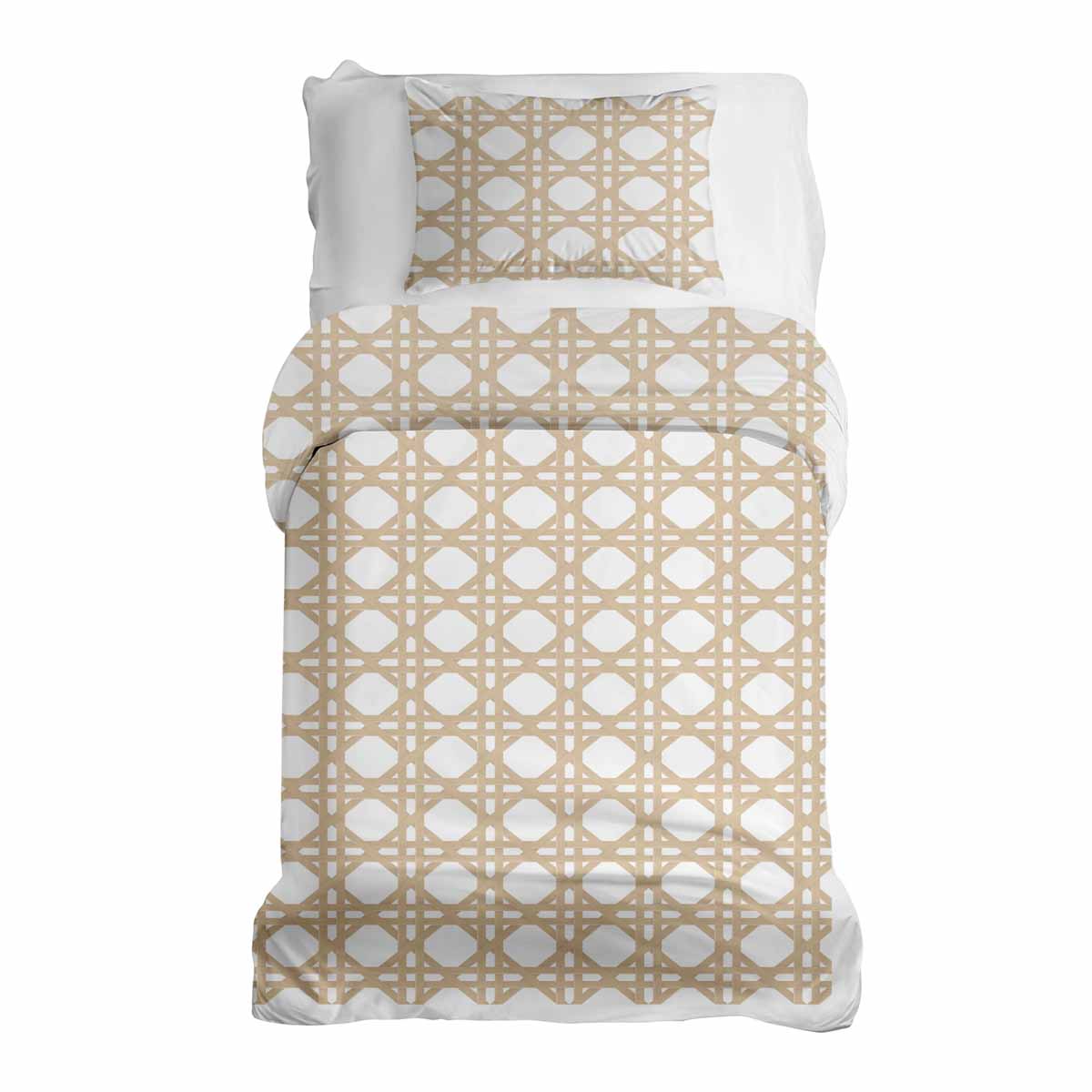 Therapy blankets bedding set white with beige circles