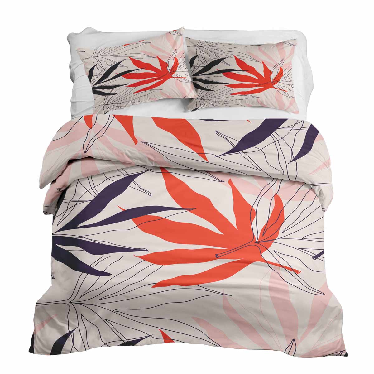 Therapy blankets bedding set beige with colorful leaves