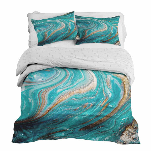 Therapy Blanket Bedding Set Marble Turquoise