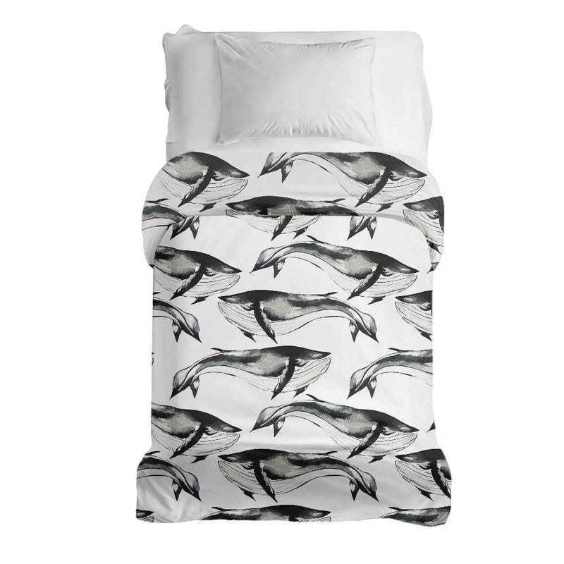 Original therapy blanket - cotton cover black blue whale
