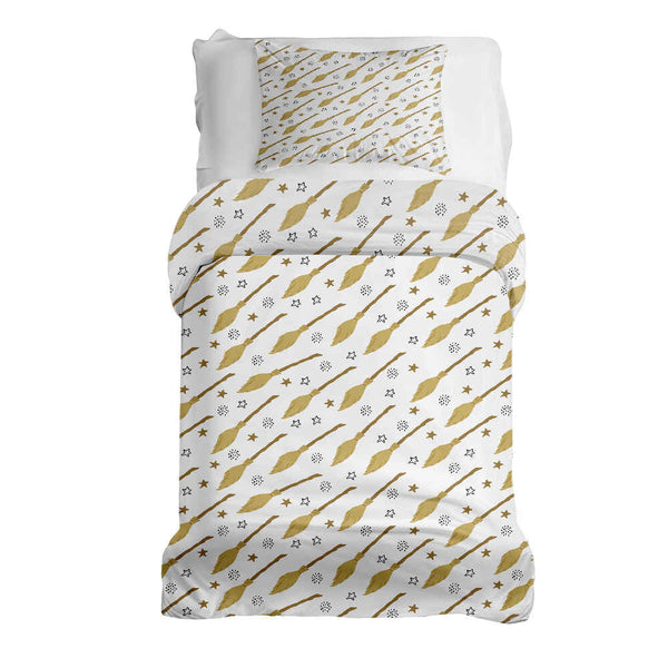 Therapy blanket and bedding set, white with Harry's broom.
