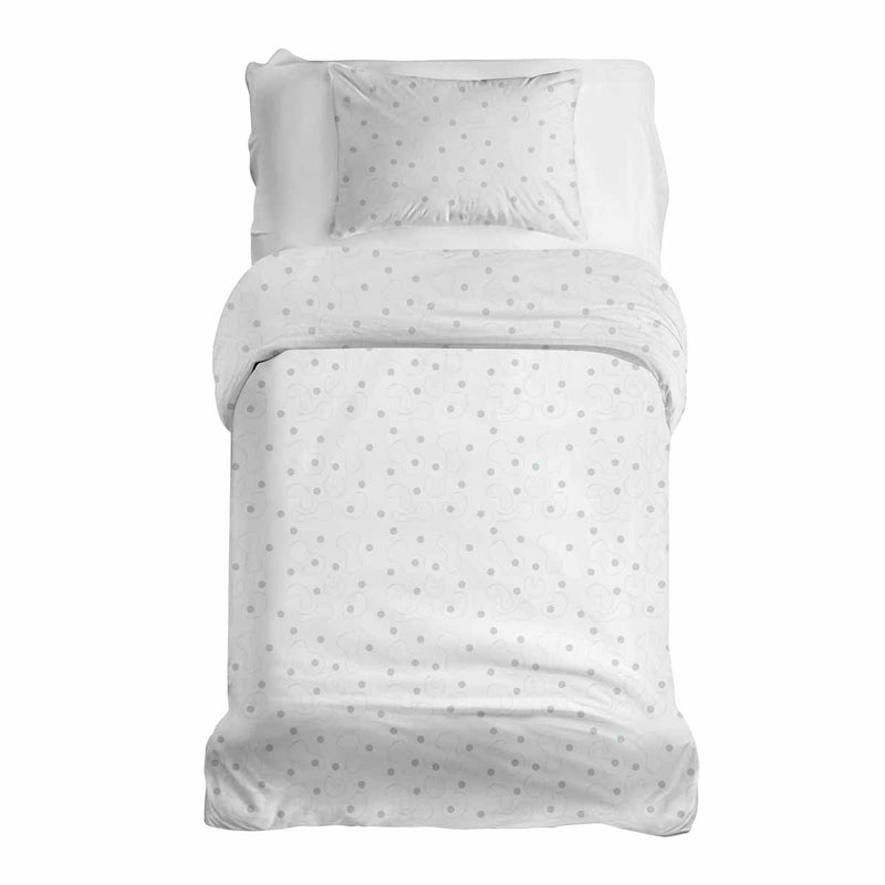 Therapy blanket and bedding set, white with grey dots.