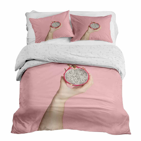Therapy blanket and bedding set, pink with dragon fruit.