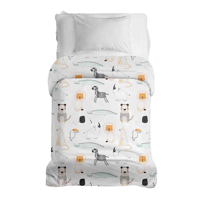 Original therapy blanket - cotton cover white with zoo animals