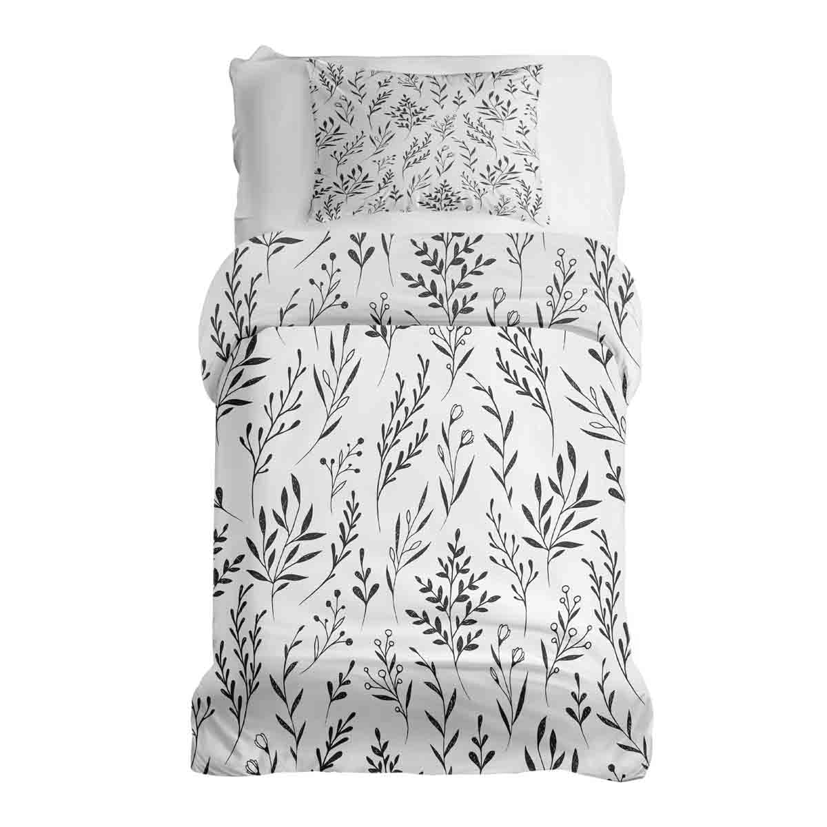 Couette thérapeutique ensemble de literie blanc avec branches noires