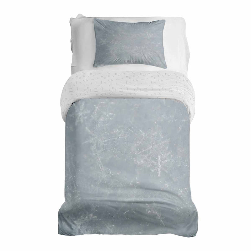 Therapy blanket and bedding set, grey with snowflakes.