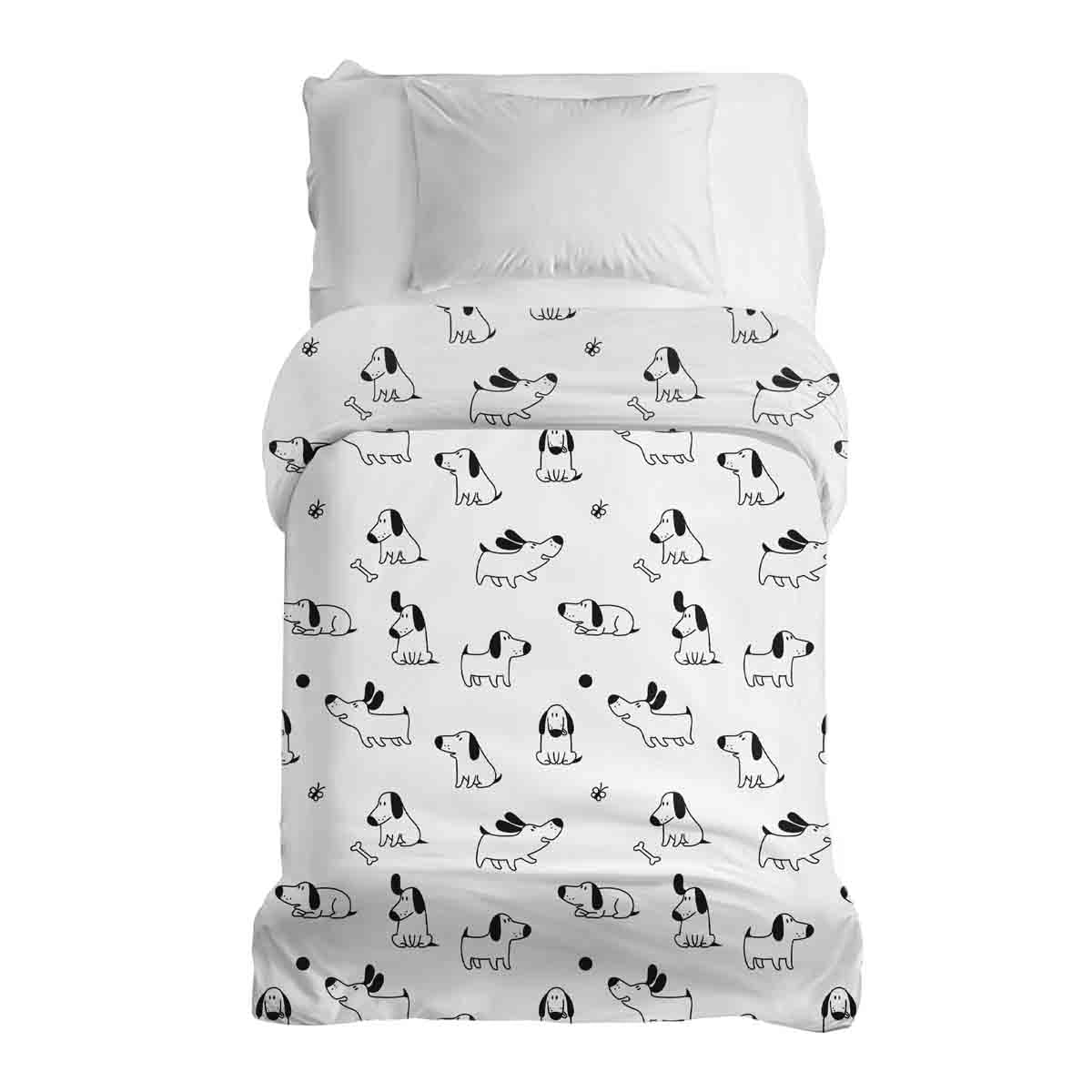 Couverture thérapeutique originale - Housse en coton blanc avec chiens