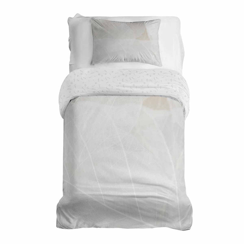 Therapy blanket and bedding set, grey with white pattern.