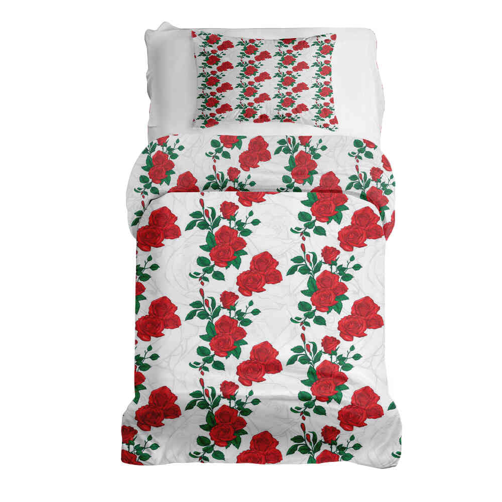 Ensemble de literie avec couverture thérapeutique blanc avec rosier
