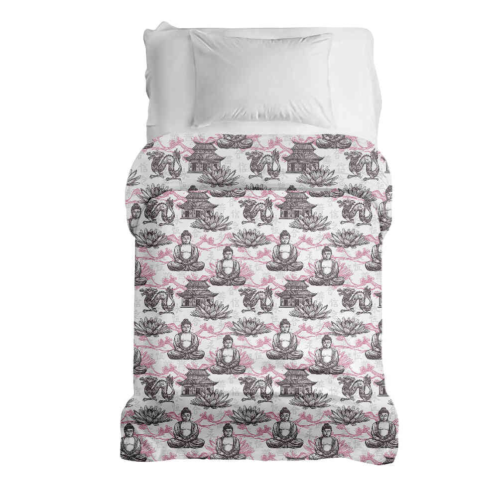 Couverture thérapeutique originale - Housse en coton avec Bouddha rose