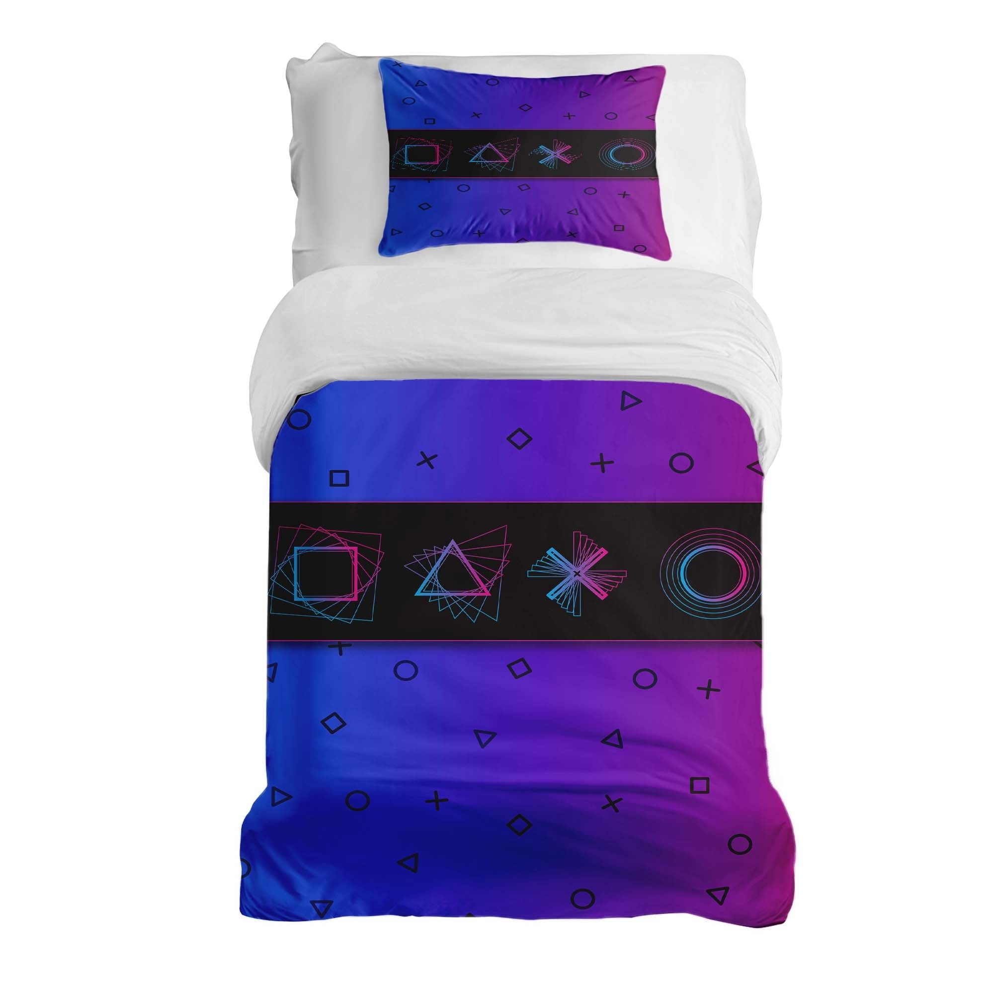 Therapy blankets bedding set purple with shapes