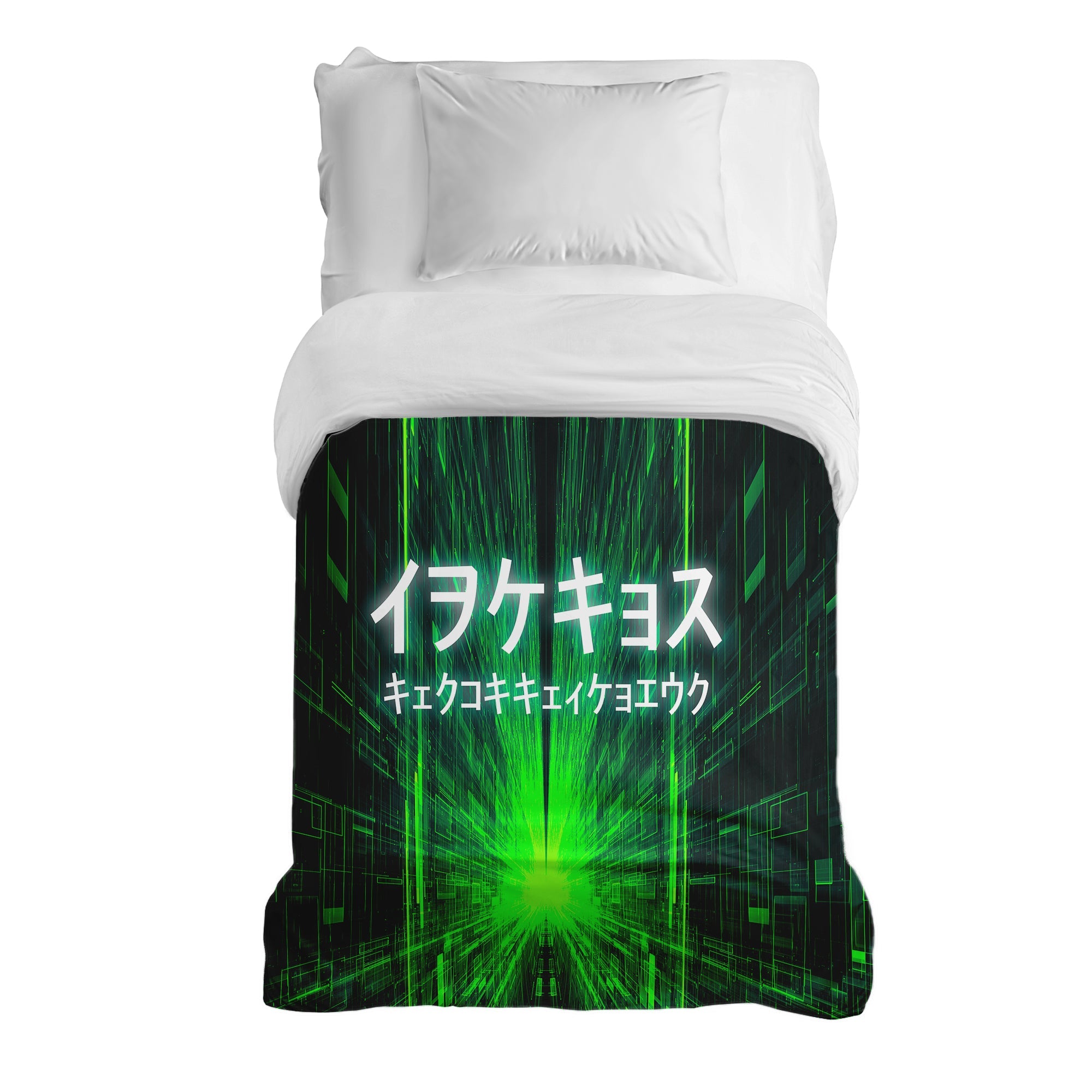 Couverture thérapeutique originale - Housse en coton verte avec inscription chinoise