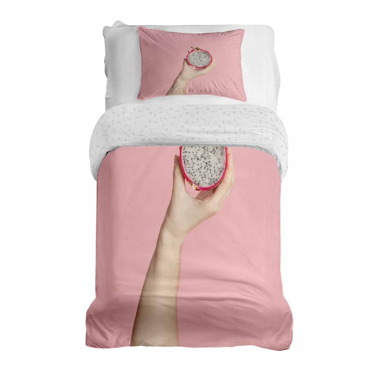 Ensemble de literie avec couverture thérapeutique rose à la pitaya