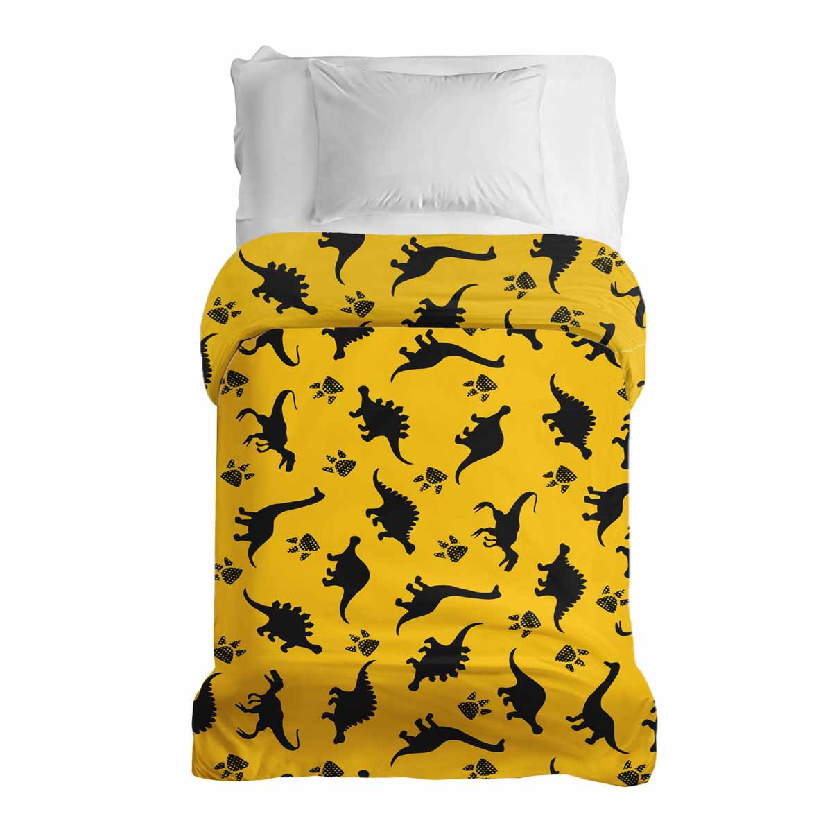 Couverture thérapeutique originale - Housse en coton jaune avec dinosaures