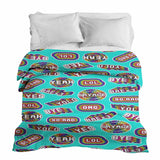 Original therapy blanket - cotton cover turquoise with sayings