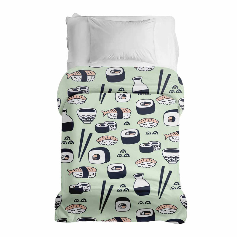 Original therapy blanket - light green cotton cover with sushi