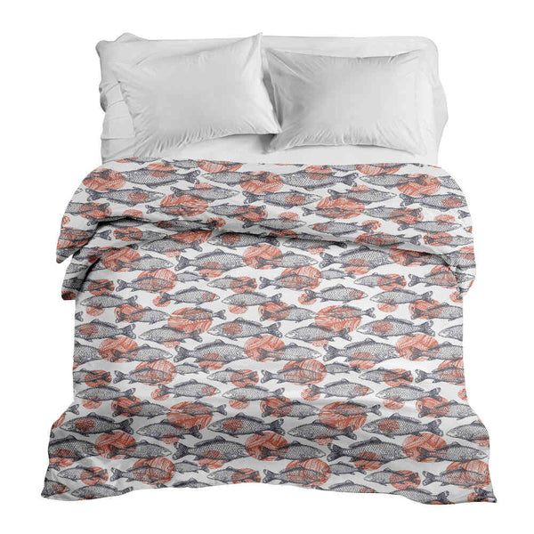 Original therapy blanket - cotton cover gray fish