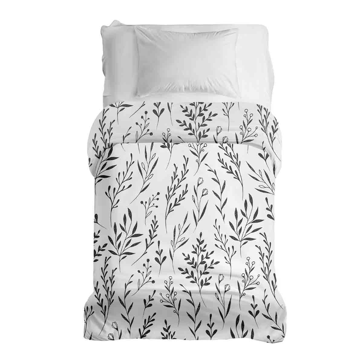 Couverture thérapeutique originale - Housse en coton blanc avec branches noires
