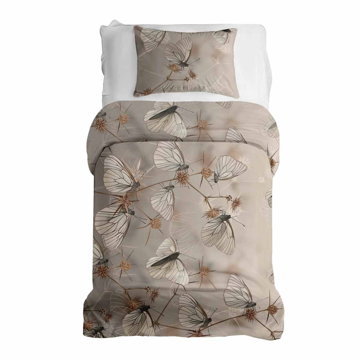 Therapy blankets bedding set beige with moths