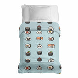 Original therapy blanket - light blue cotton cover with sushi