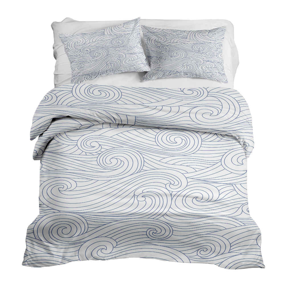Therapy blankets bedding set blue waves