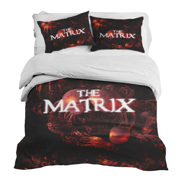 Therapy blanket bedding set, red, The Matrix lettering.