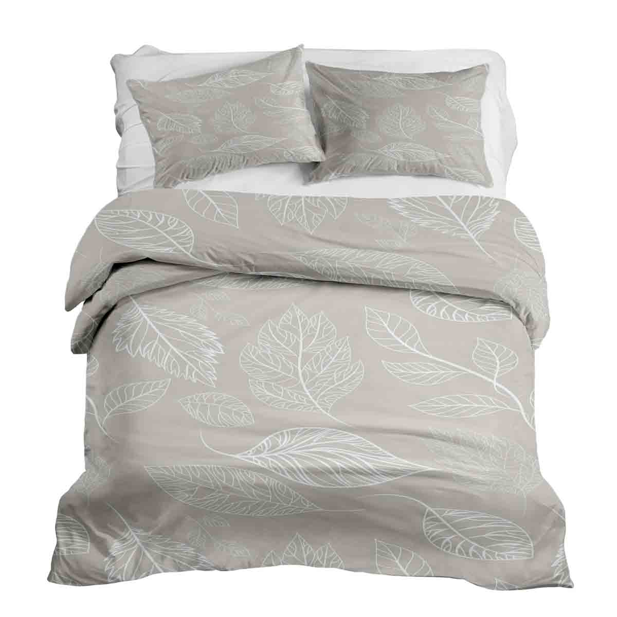 Therapy blankets bedding set beige with light leaves