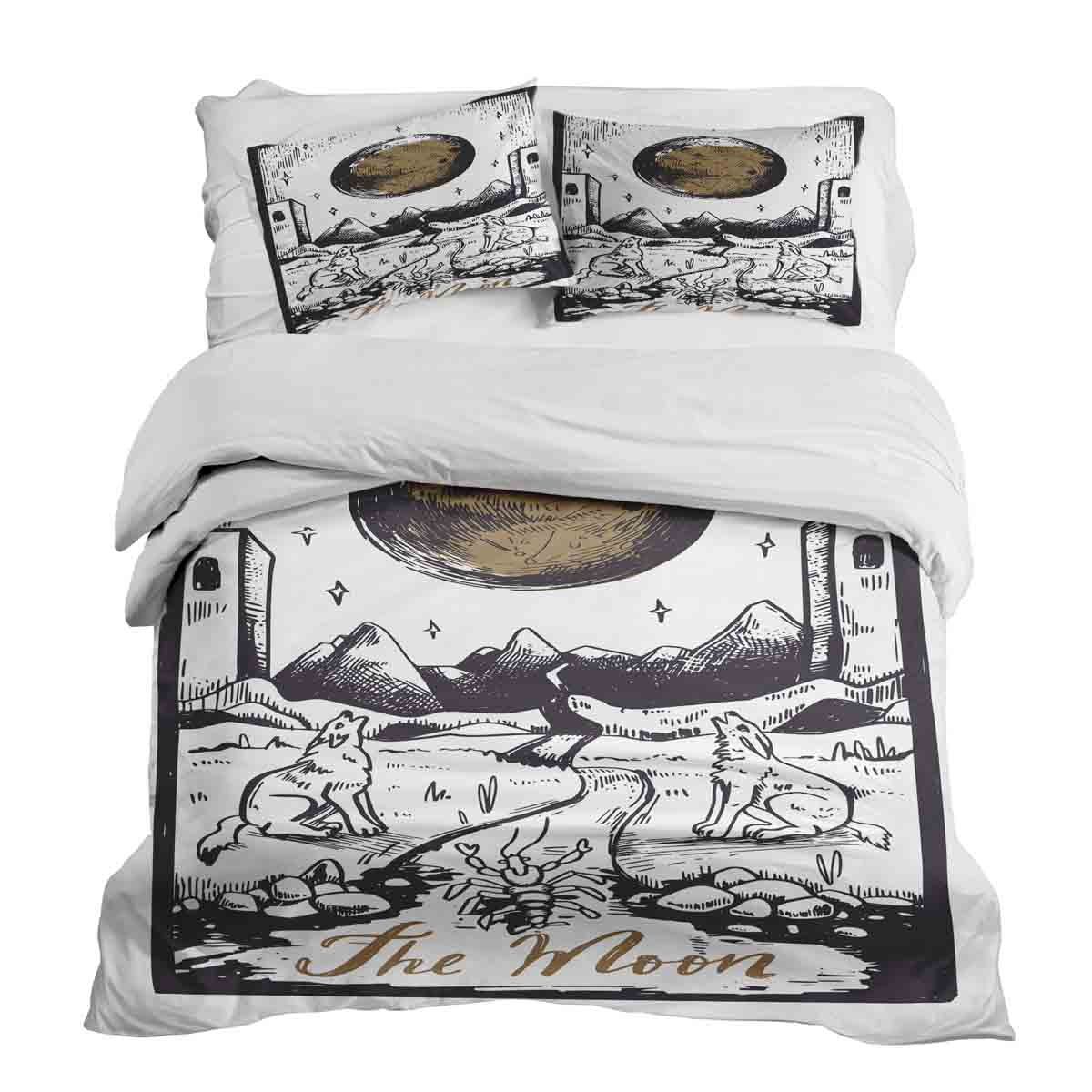 Therapy blankets bedding set wolf and moon