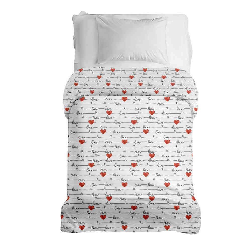 Couverture thérapeutique originale - Housse en coton blanc avec inscription Love