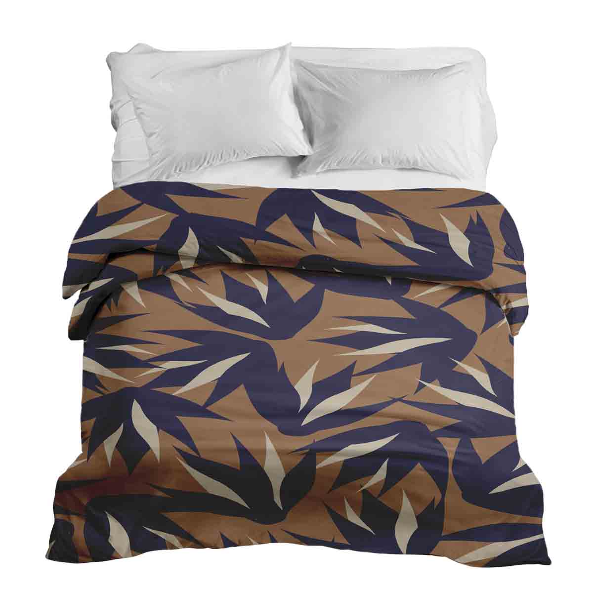 Original therapy blanket - cotton cover brown with blue leaves