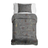 Therapy blanket bedding set, grey with golden plants.