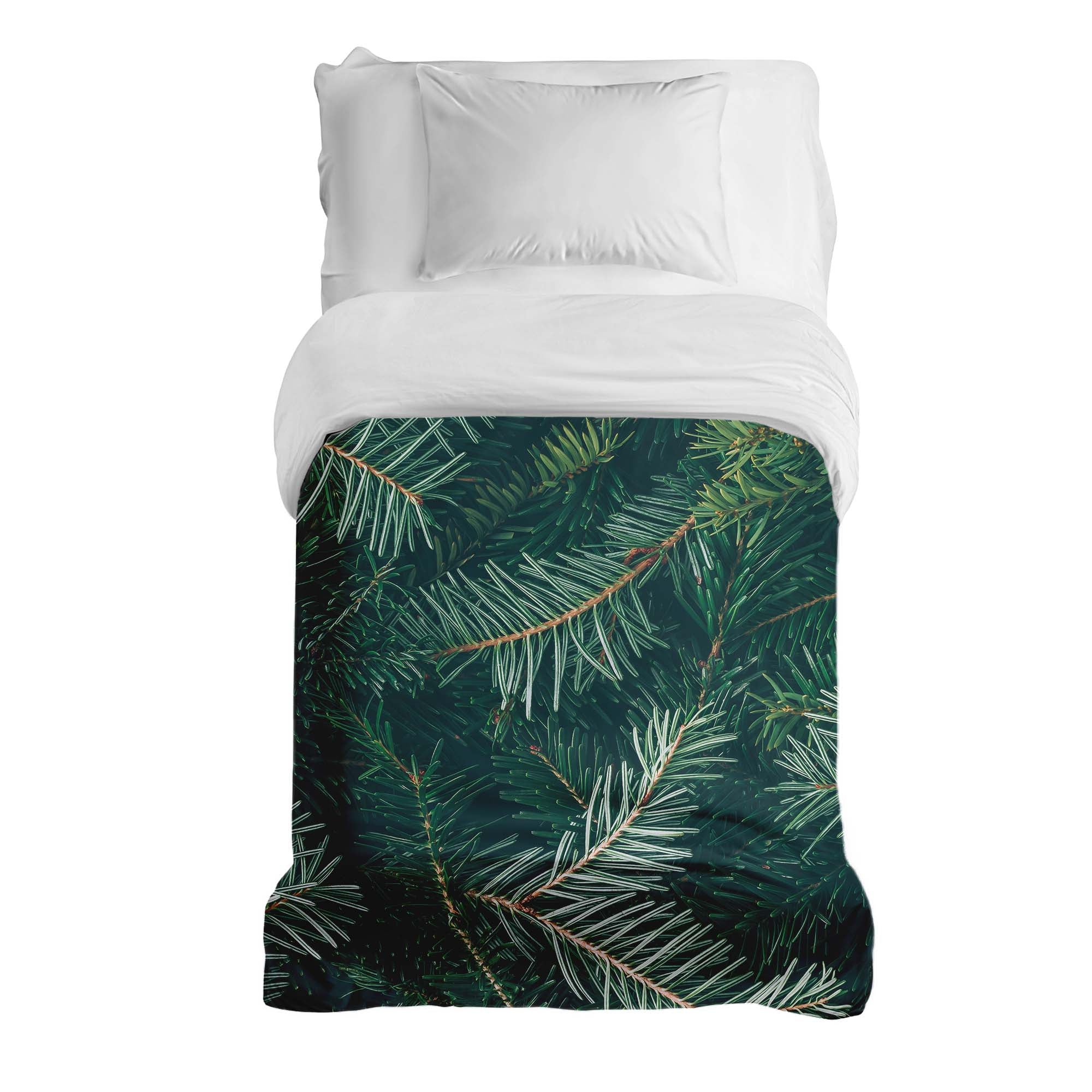 Couverture thérapeutique originale - Housse en coton avec branches de sapin vertes