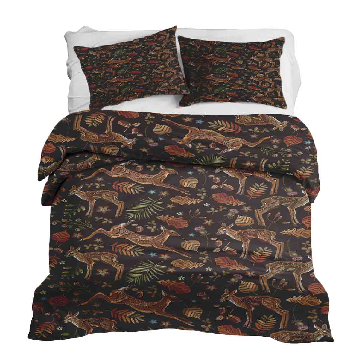Ensemble de literie couverture thérapeutique marron avec cerf