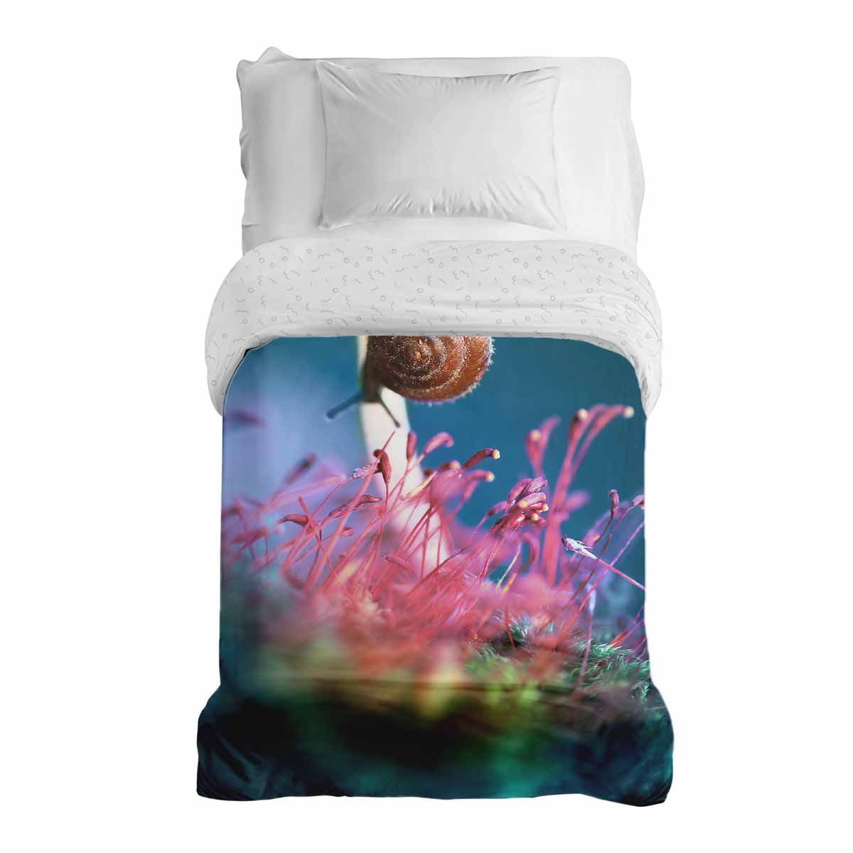 Couverture thérapeutique originale - Housse en coton avec champignon et escargot